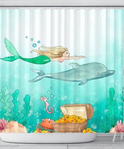 Playful And Creative Dolphin Shower Curtain For Kids Bathroom Decor