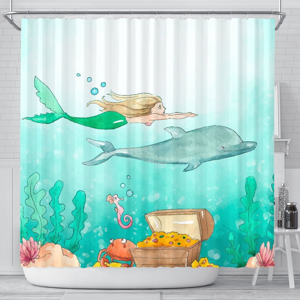 Playful And Creative Dolphin Shower Curtain For Kids Bathroom Decor