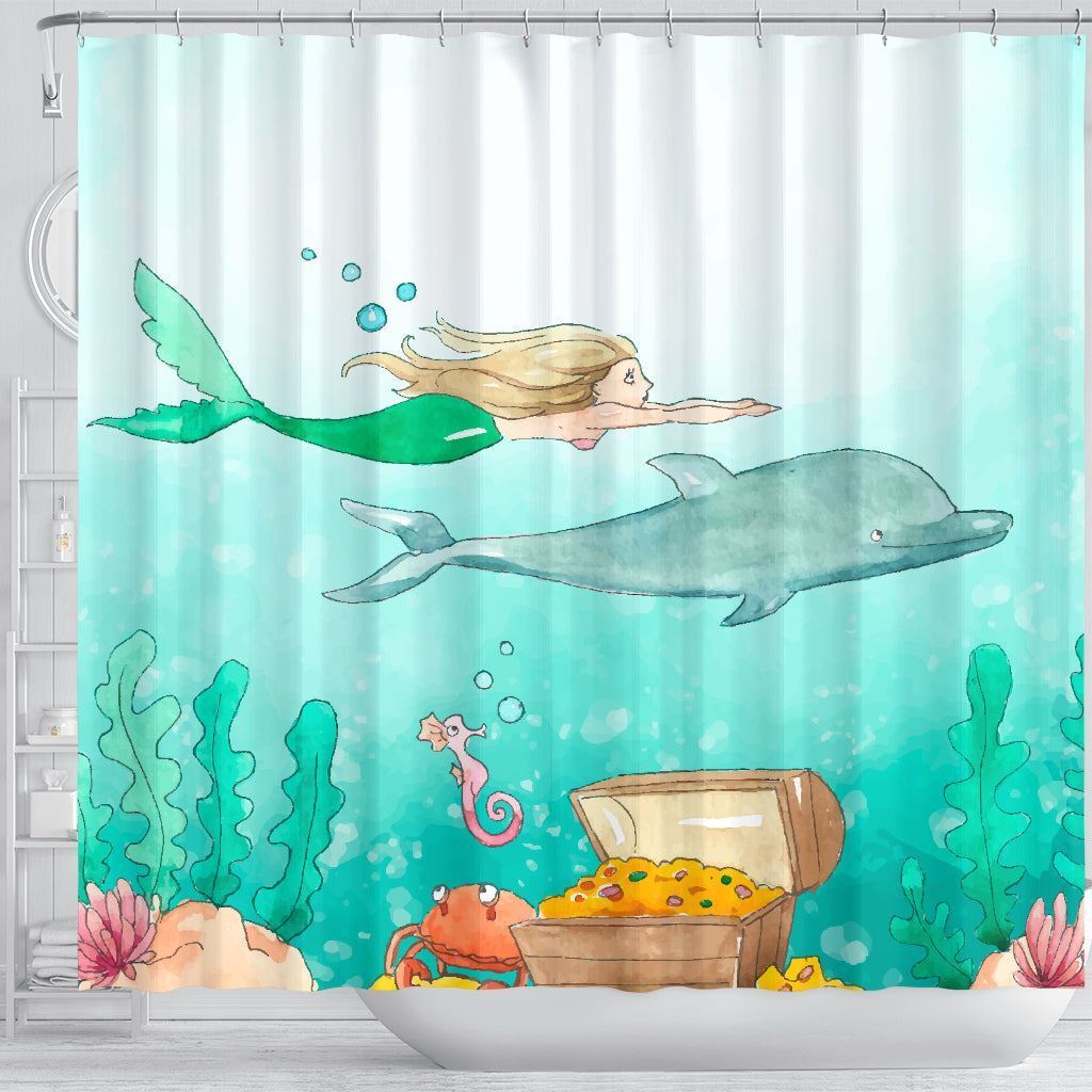 Playful And Creative Dolphin Shower Curtain For Kids Bathroom Decor - Image 3