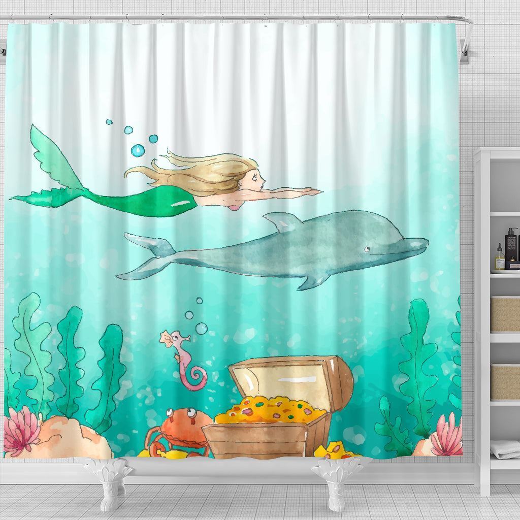 Playful And Creative Dolphin Shower Curtain For Kids Bathroom Decor - Image 4