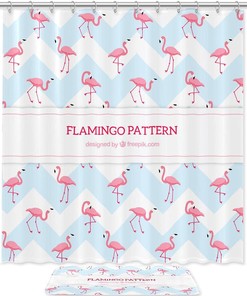 Playful And Cute Shower Curtain With Flamingo Pattern And Waterproof Bath Curtain, Ideal Bathroom Decor For Kids