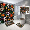 Playful And Floral Cartoon Skull Leaves Flowers Print Shower Curtain For Bathroom Decor