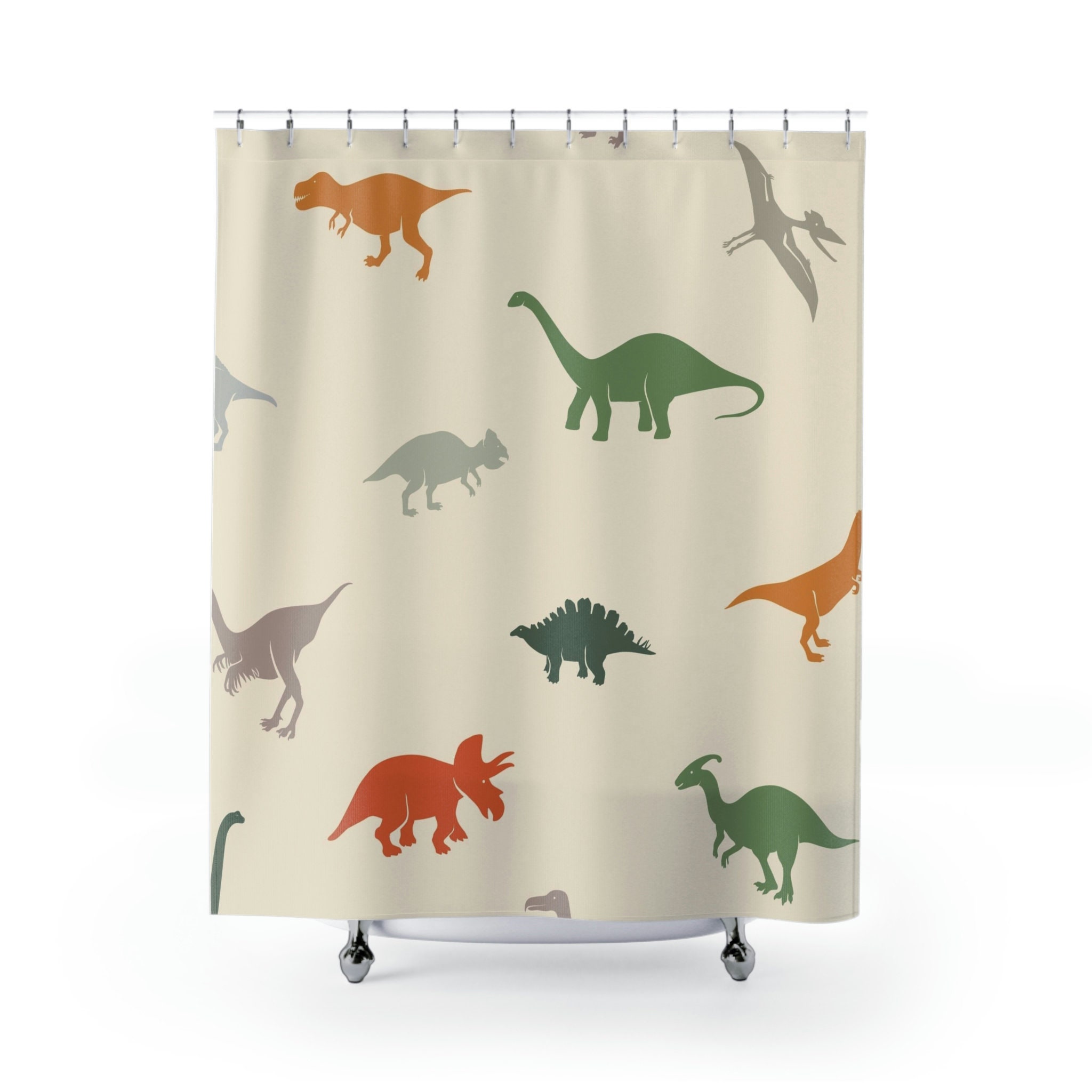 Playful And Fun Dinosaur Shower Curtain That Refreshes And Brightens Up Your Bathroom - Image 2