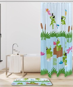 Playful And Girly Frog Waterproof Shower Curtain - A Perfect Addition To Your Bathroom Decor