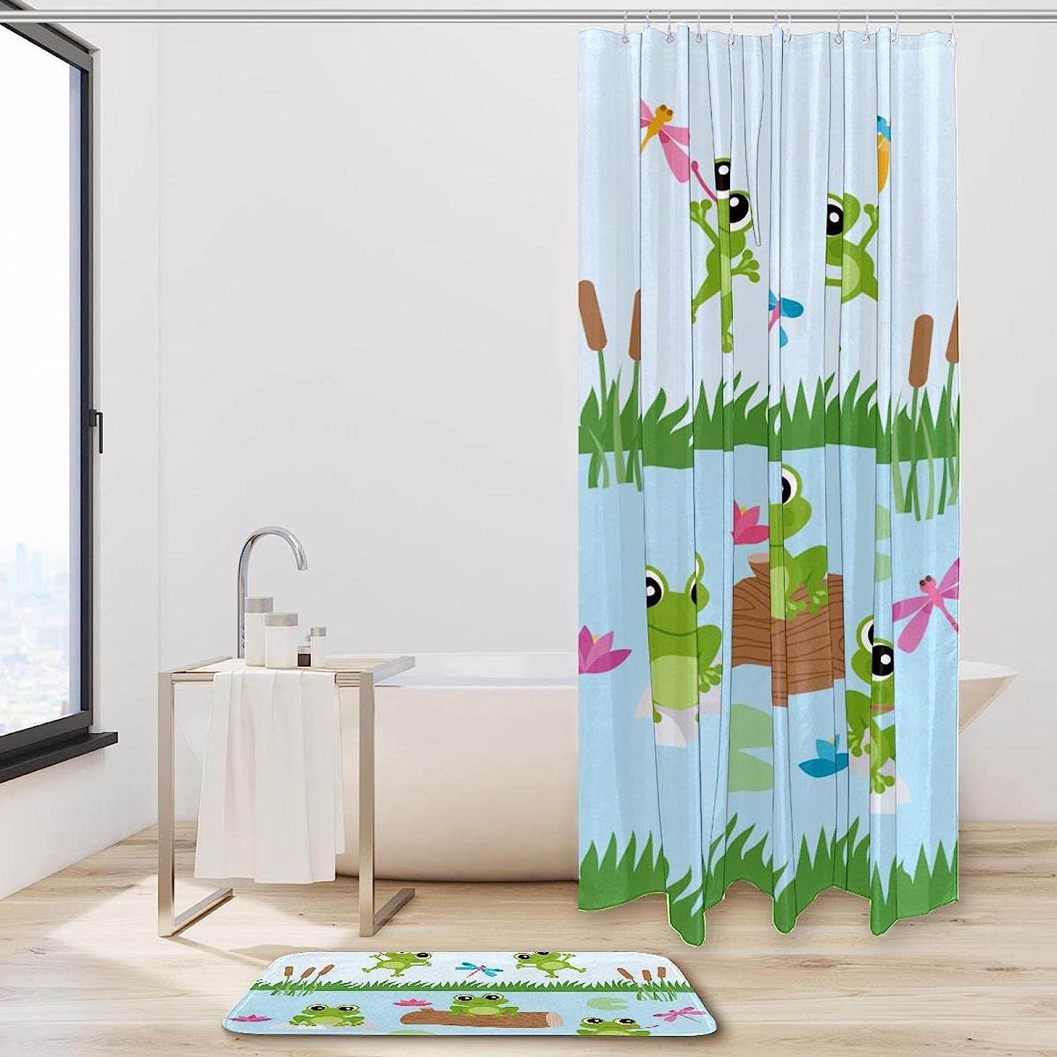 Playful And Girly Frog Waterproof Shower Curtain - A Perfect Addition To Your Bathroom Decor