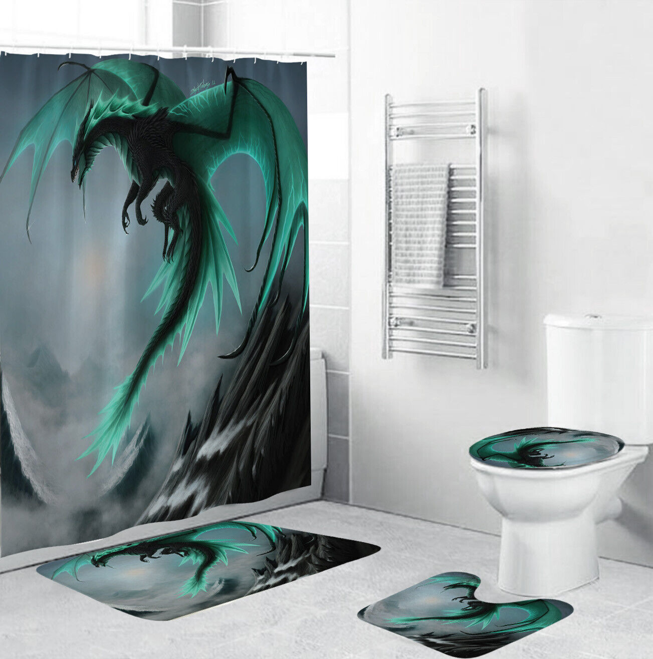 Playful And Whimsical Dragon Shower Curtain For A Fun Bathroom