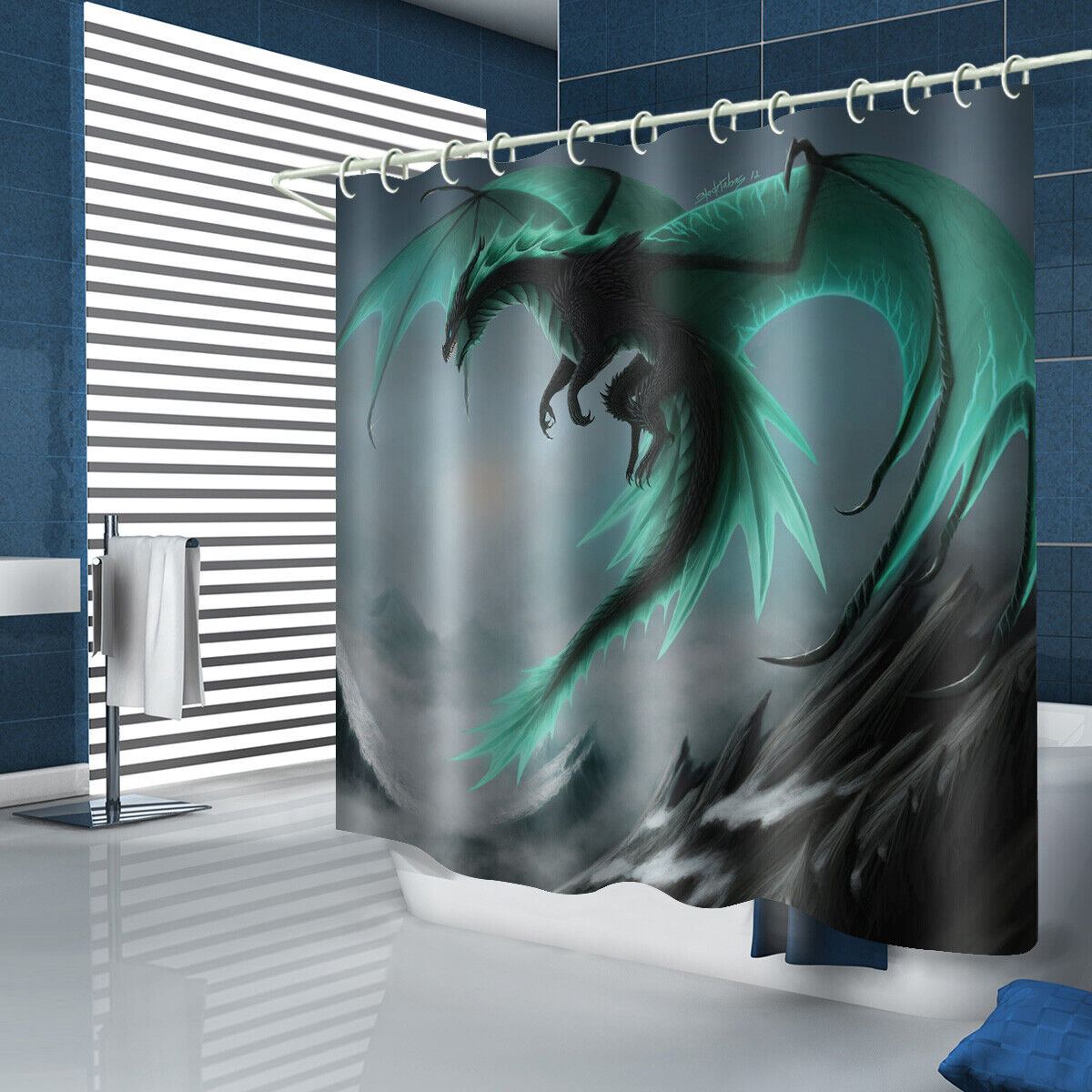 Playful And Whimsical Dragon Shower Curtain For A Fun Bathroom - Image 2