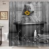 Playful Bear In Bathtub Shower Curtain For Kids Bathroom Decor, Animals Bath Curtain, Farmhouse Bathroom Accessories