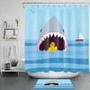 Playful Cartoon Sailing Shark Little Yellow Duck Bathroom Shower Curtain