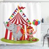 Playful Cartoon Shower Curtain With Circus Elephant Tent Print For Kids Bathroom Decor