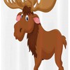 Playful Cartoon Shower Curtain With Stables Funny Moose Or Elk Smile-Print For Bathroom Decor