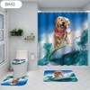 Playful Dog Surfing Waterproof Shower Curtain Set - Cute Bathroom Decor