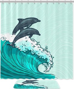 Playful Dolphin Jumping Out Of The Sea Shower Curtain For A Rejuvenating Bath