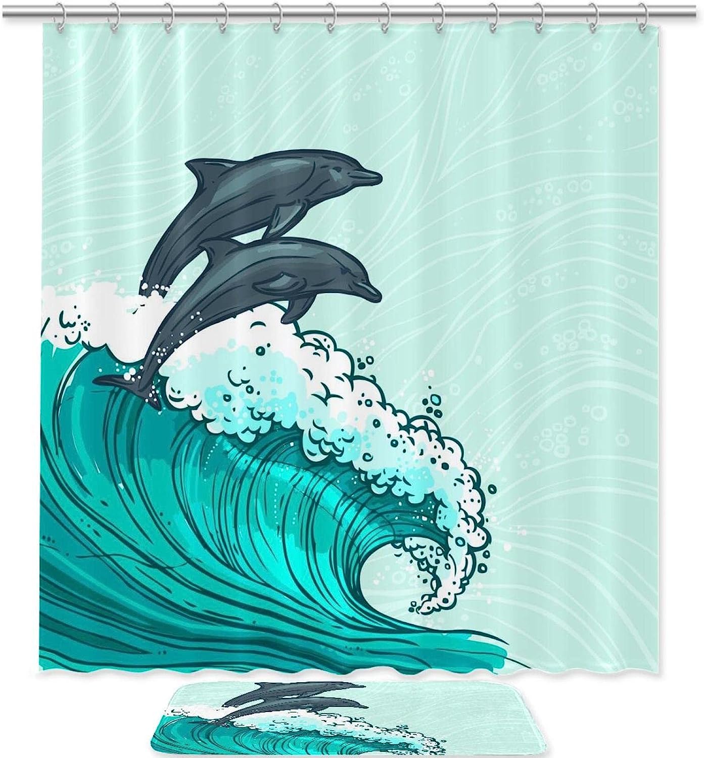 Playful Dolphin Jumping Out Of The Sea Shower Curtain For A Rejuvenating Bath