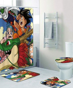 Playful Dragon Ball Z Bath Mats And Shower Curtain Set For An Anime Fan'S Bathroom