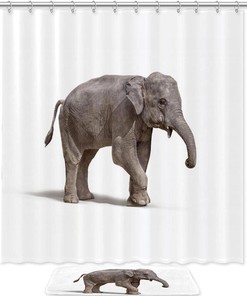 Playful Elephant Print Waterproof Shower Curtain For Your Bathroom