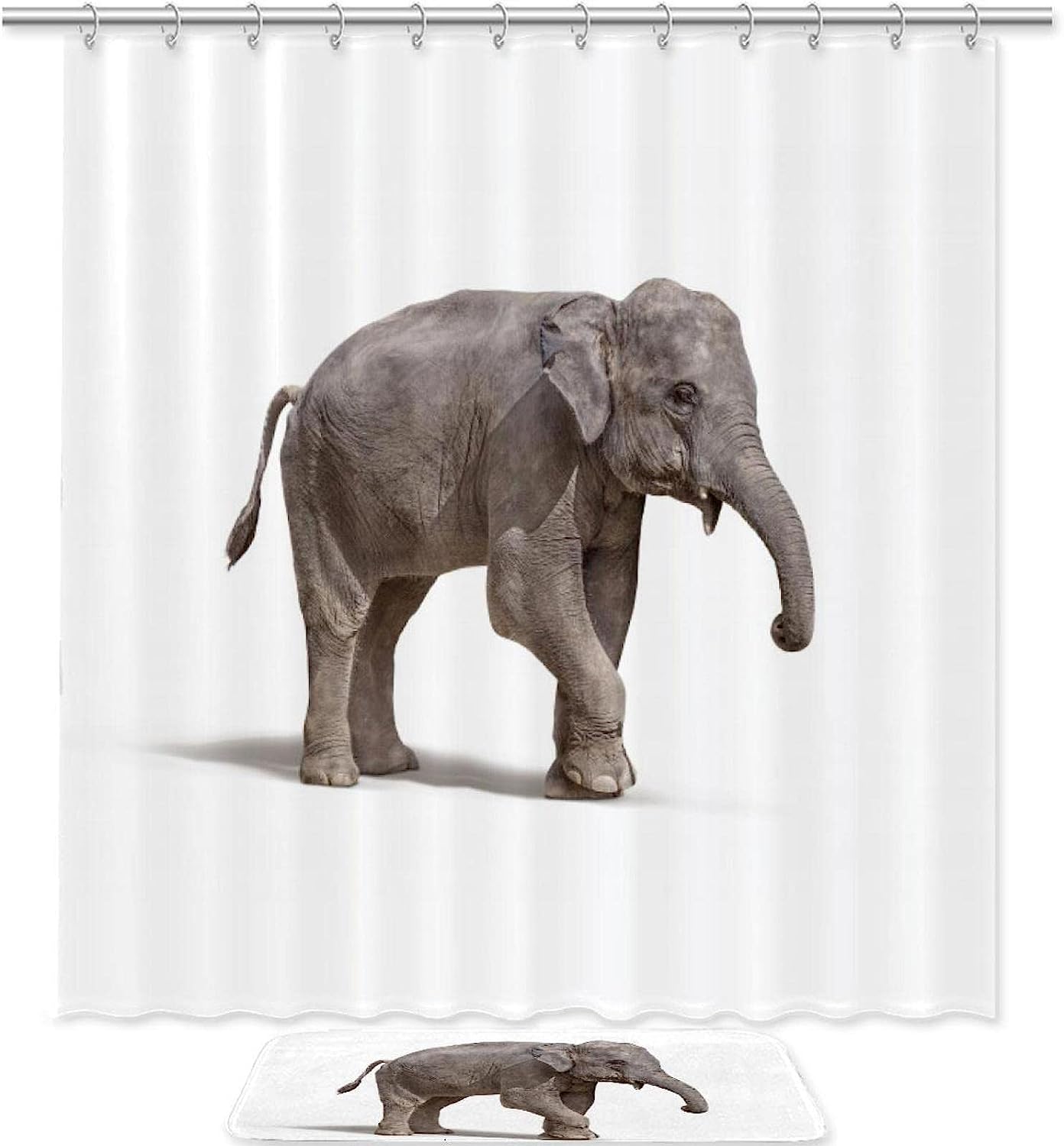 Playful Elephant Print Waterproof Shower Curtain For Your Bathroom