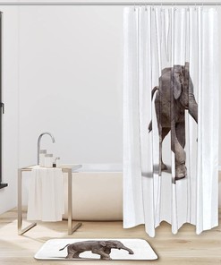 Playful Elephant Print Waterproof Shower Curtain For Your Bathroom