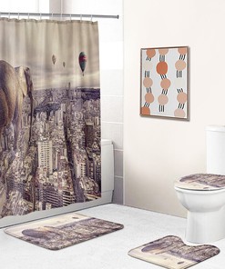 Playful Elephant Shower Curtain With Colorful Flowers Tribal Design Boho Pattern