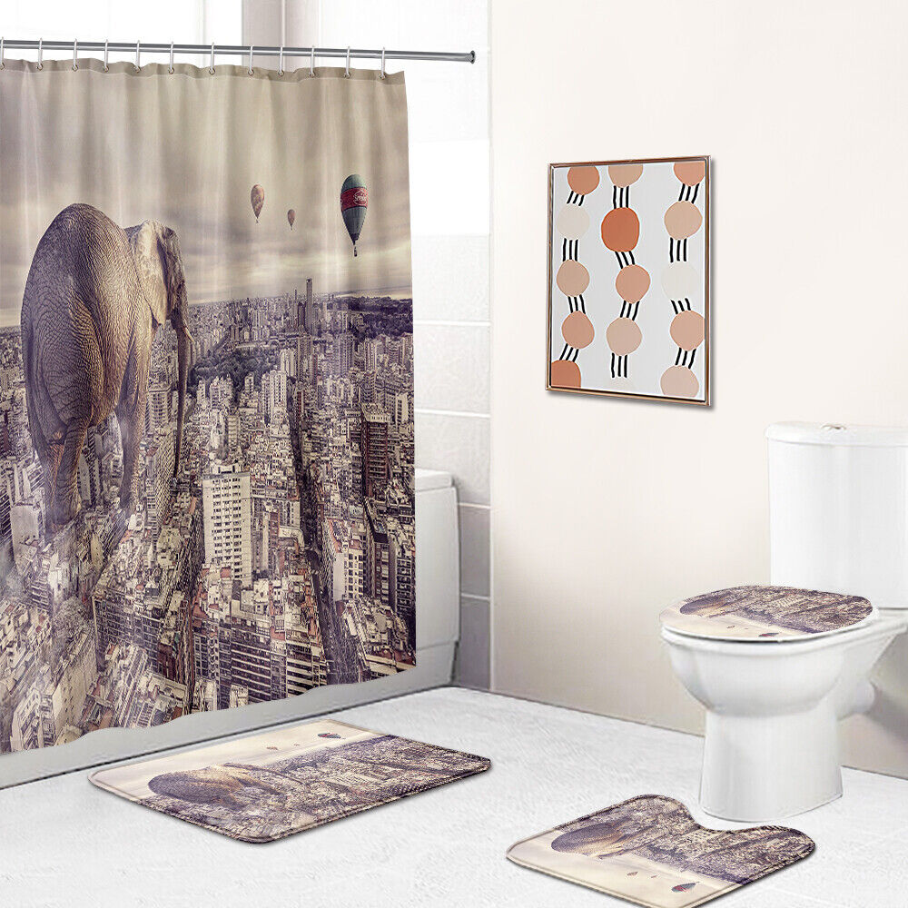 Playful Elephant Shower Curtain With Colorful Flowers Tribal Design Boho Pattern