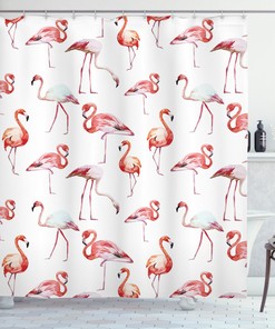 Playful Flamingo Birds Pattern Print Shower Curtain For A Whimsical Bathroom