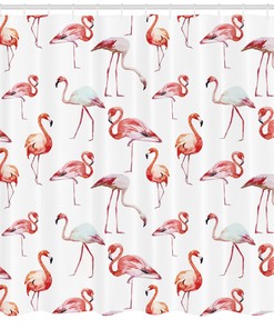Playful Flamingo Birds Pattern Print Shower Curtain For A Whimsical Bathroom