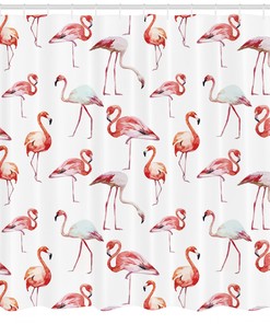 Playful Flamingo Birds Pattern Print Shower Curtain For A Whimsical Bathroom