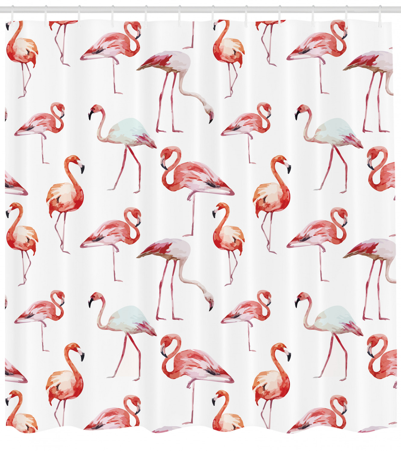 Playful Flamingo Birds Pattern Print Shower Curtain For A Whimsical Bathroom