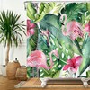 Playful Flamingo Leaf Print Shower Curtain for Bathroom