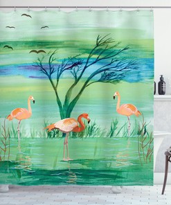 Playful Flamingo Shower Curtain For A Colorful Bathroom