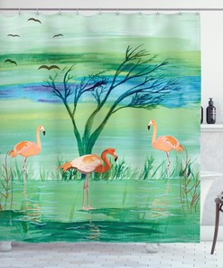 Playful Flamingo Shower Curtain For A Colorful Bathroom