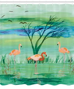 Playful Flamingo Shower Curtain For A Colorful Bathroom