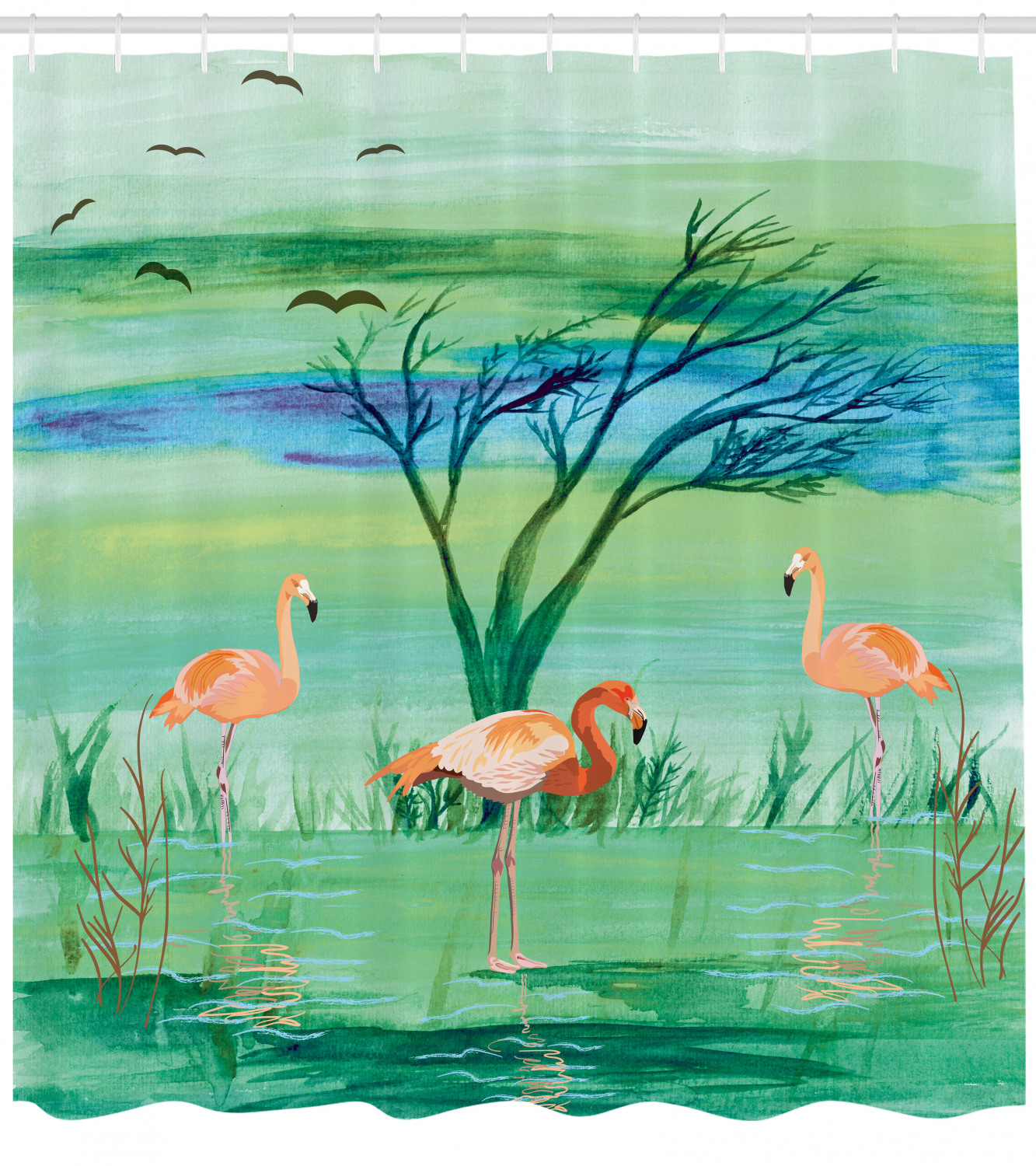 Playful Flamingo Shower Curtain For A Colorful Bathroom