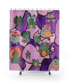 Playful Frogs Shower Curtain, Whimsical Bathroom Accessory 