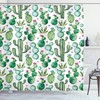 Playful Green Succulent Shower Curtain With Mexican Cactus Plants Print For Quirky Bathroom Decor