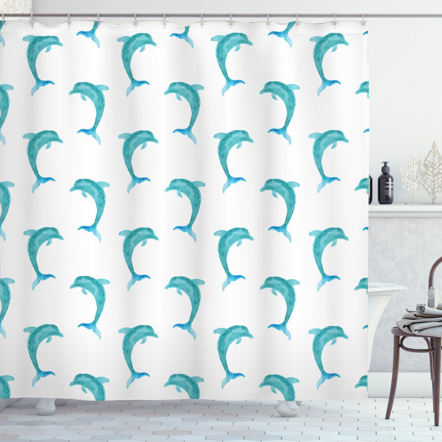 Playful Jumping Dolphin Shower Curtain For Ocean Lovers