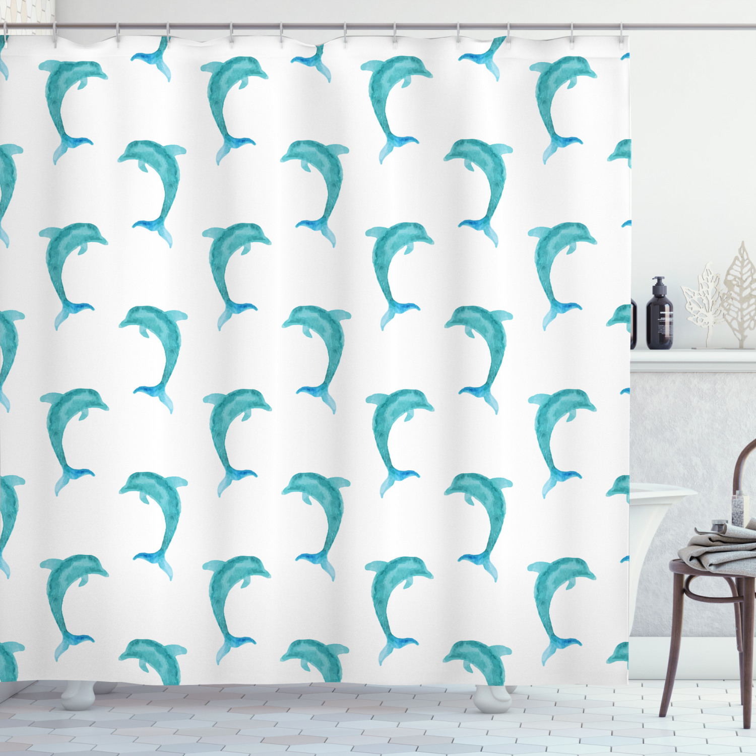 Playful Jumping Dolphin Shower Curtain For Ocean Lovers - Image 3