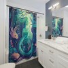 Playful Mermaid Dreams Shower Curtain with Vibrant Blue and Green Design 