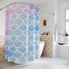 Playful Mermaid Shower Curtain with Watercolor Fish Scale Style for Kids Bathroom Decor