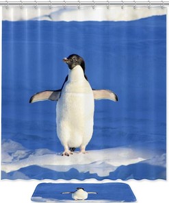 Playful Penguin Animal Print Shower Curtain - Waterproof for Bathroom 