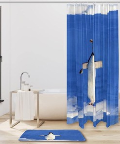 Playful Penguin Animal Print Shower Curtain - Waterproof for Bathroom