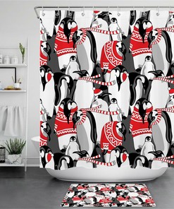 Playful Penguin Printed Shower Curtain - Waterproof And Fun