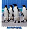 Playful Penguin Shower Curtain, Cute Wild Animal Fabric For Bathroom Decor