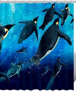 Playful Penguins of the Sea Shower Curtain for Your Bathroom