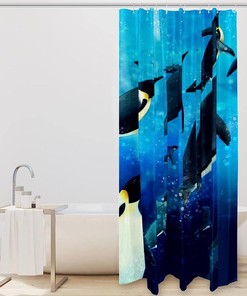 Playful Penguins of the Sea Shower Curtain for Your Bathroom