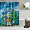 Playful Pink Flamingo And Plantain Leaf Shower Curtain
