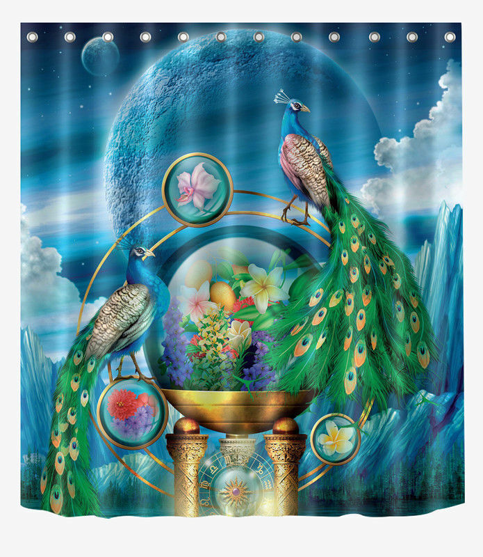 Playful Pink Flamingo And Plantain Leaf Shower Curtain