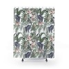 Playful Plumeria Tree Lemurs Printed Shower Curtain For Jungle Bathroom Decor