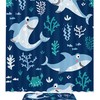 Playful Sharks And Fishes Print Waterproof Shower Curtain For Underwater Adventure Bathroom