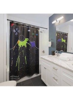 Playful Shower Time Games Curtain for Bathroom